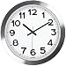 Large Indoor/Outdoor HIPPIH 12 Inch Non-Ticking & Silent Decorative Silver Aluminium Wall Clock,B