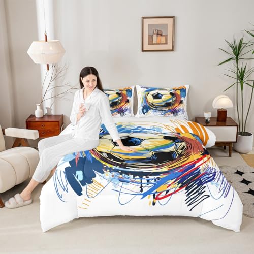 Image of Feelyou Soccer Bedding Set Queen Size for Kids