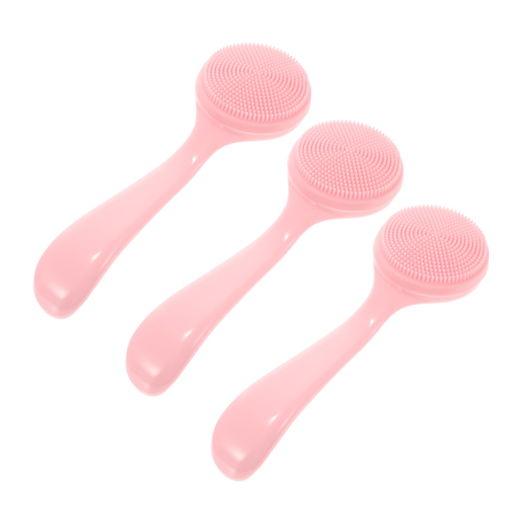 Ipetboom 3Pcs Silicone Face Brush Durable Facial Cleansing Brush with Soft Bristles Manual Face Scrubber for Skin Care and Makeup Removal Pink