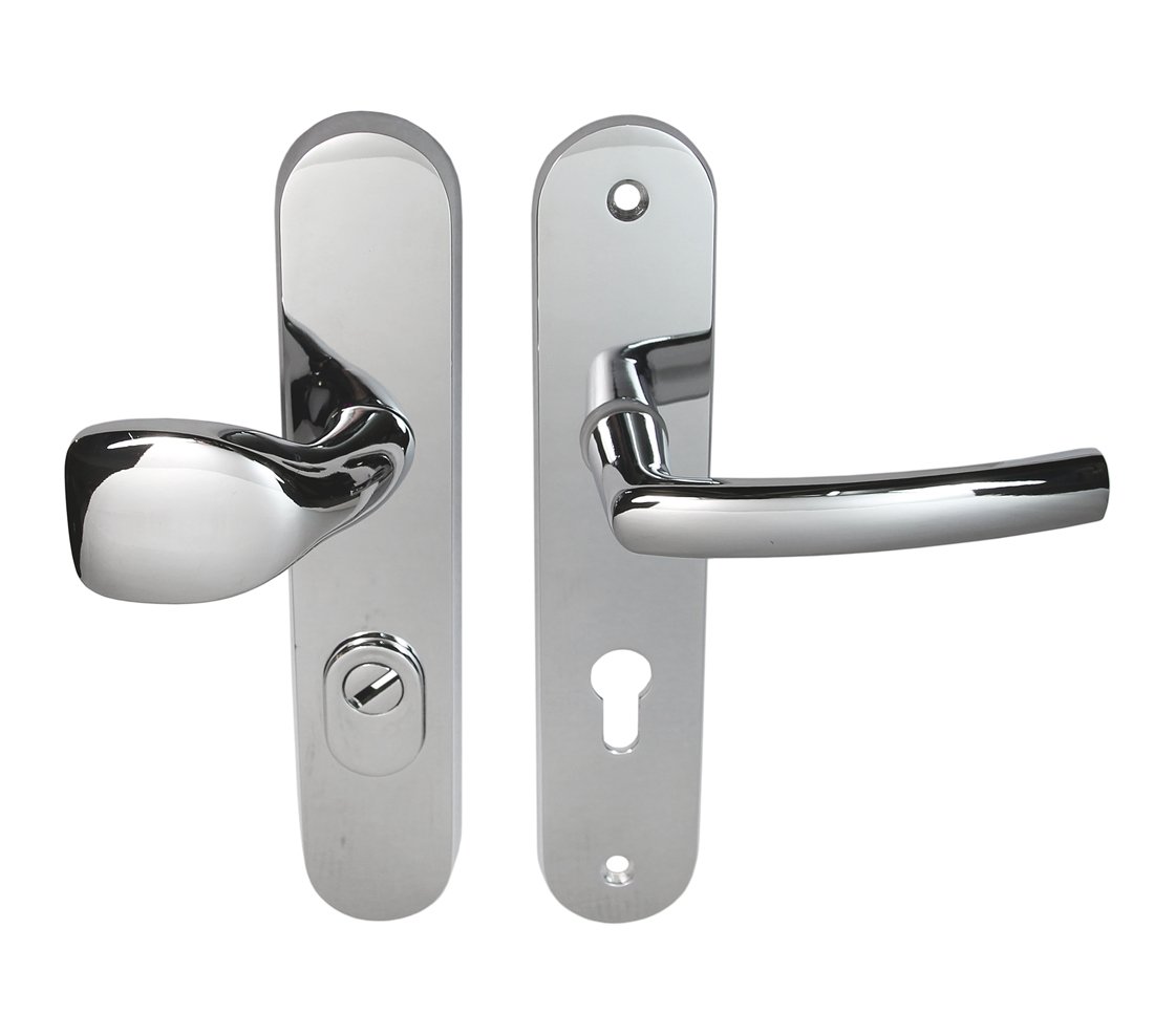 Wohnungstür Schutzbeschlag Security 302 Chrom WE-72 mm mit ZA Türdrücker