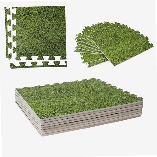 WERKA PRO Dalle pour Piscine imprimé Gazon 50x50cm 1cm épaisseur 8 pièces