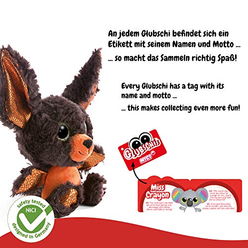 NICI Glubschis: Das Original – Glubschis Halloween Fledermaus 15 cm I Kuscheltier Fledermaus mit großen Augen I Flauschiges Plüschtier mit Glitzeraugen ab 0 Monaten I braun / orange – 46305