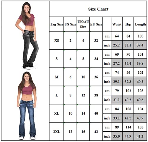 Women's Denim Stretchy Bootcut Skinny Mid Rise Frayed Jeans4