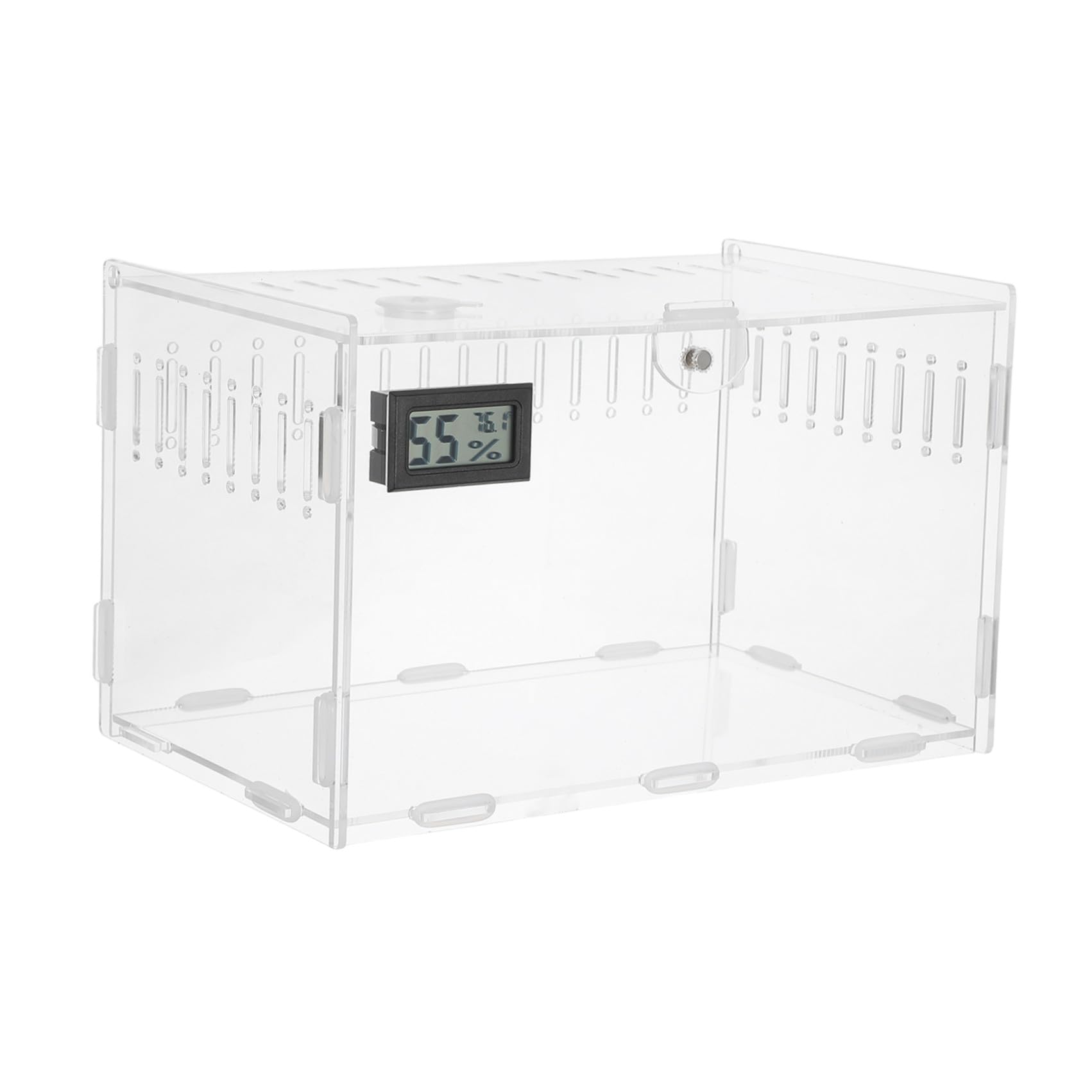 BETOOKY Terrario Fondo 360° per Trasparente in Acrilico Rettili Termometro Igrometro, Grande Ventilazione Removibile, per Allevatori di Domestici