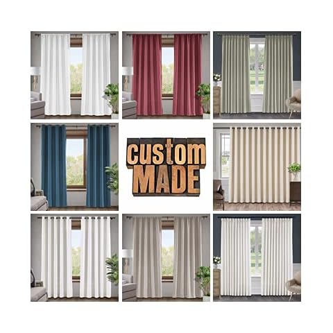 Macochico Customizable Linen Curtains Multi-Type Headers Styles & Sizes Custom-Made Window Curtains for Living Room Bedroom Cover