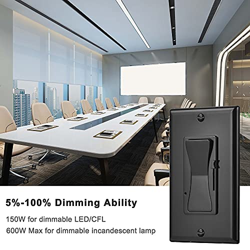 Keygma Black 0-10V Led Dimmer Switch, Low Voltage In-Wall Dimmer Switch For Dimmable Led Panel Lights, Cfl, Halogen And Incandescent Bulbs, Single-Pole Or 3-Way, Etl Listed #TOP5