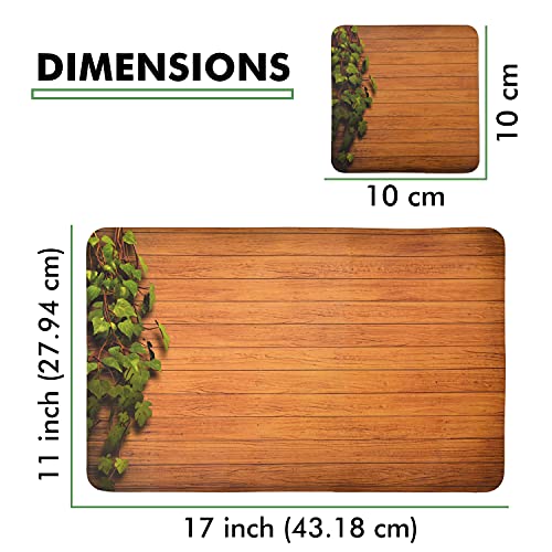 Image of Yellow Weaves Wooden Style PVC Dining Table Placemats (Brown) - 6 Piece