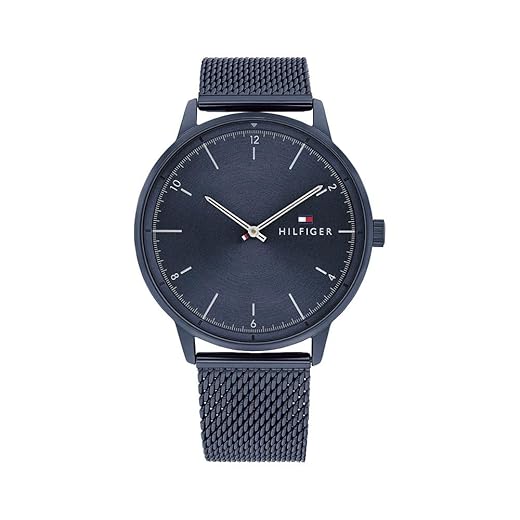 Tommy Hilfiger Relógio casual masculino de quartzo, pulseira de malha e aço inoxidável, cor: azul (modelo: 1791841), Azul, Relógio de quartzo