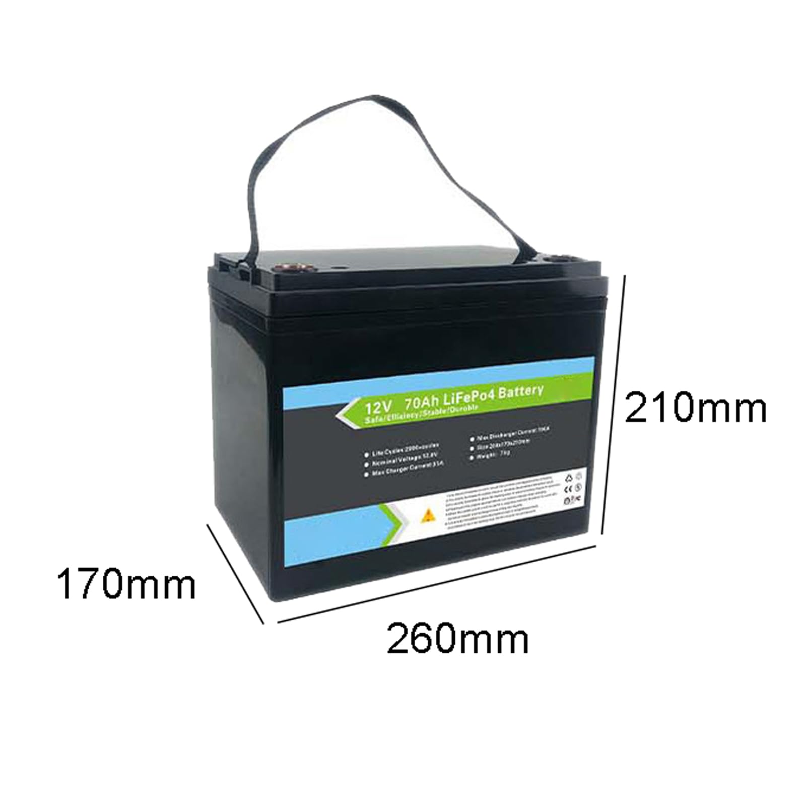 Paquete batería LiFePO4 Ciclo Profundo 12V 70AH batería Litio Respaldo 12,8V con BMS para Bomba sumidero/Motor Pesca por curricán/Sistema Solar/batería Silla Ruedas Movilidad
