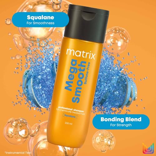 Matrix Professional Mega Smooth Sulfate-free Shampoo with Squalane and Bonding Blend for Gentle Cleansing and Bond Repair| Smoothens Hair | Safe for Chemically Treated Hair 200ml - Image 6