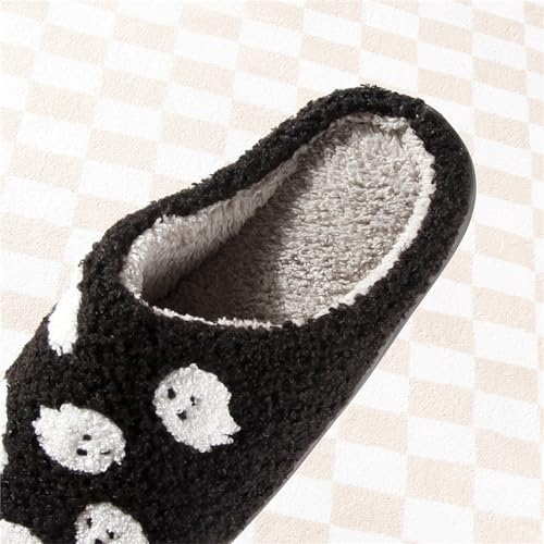 Image of Halloween Pumpkin Slippers for Womens Mens Cute Cartoon Slippers Plush Warm Memory Foam Shoes