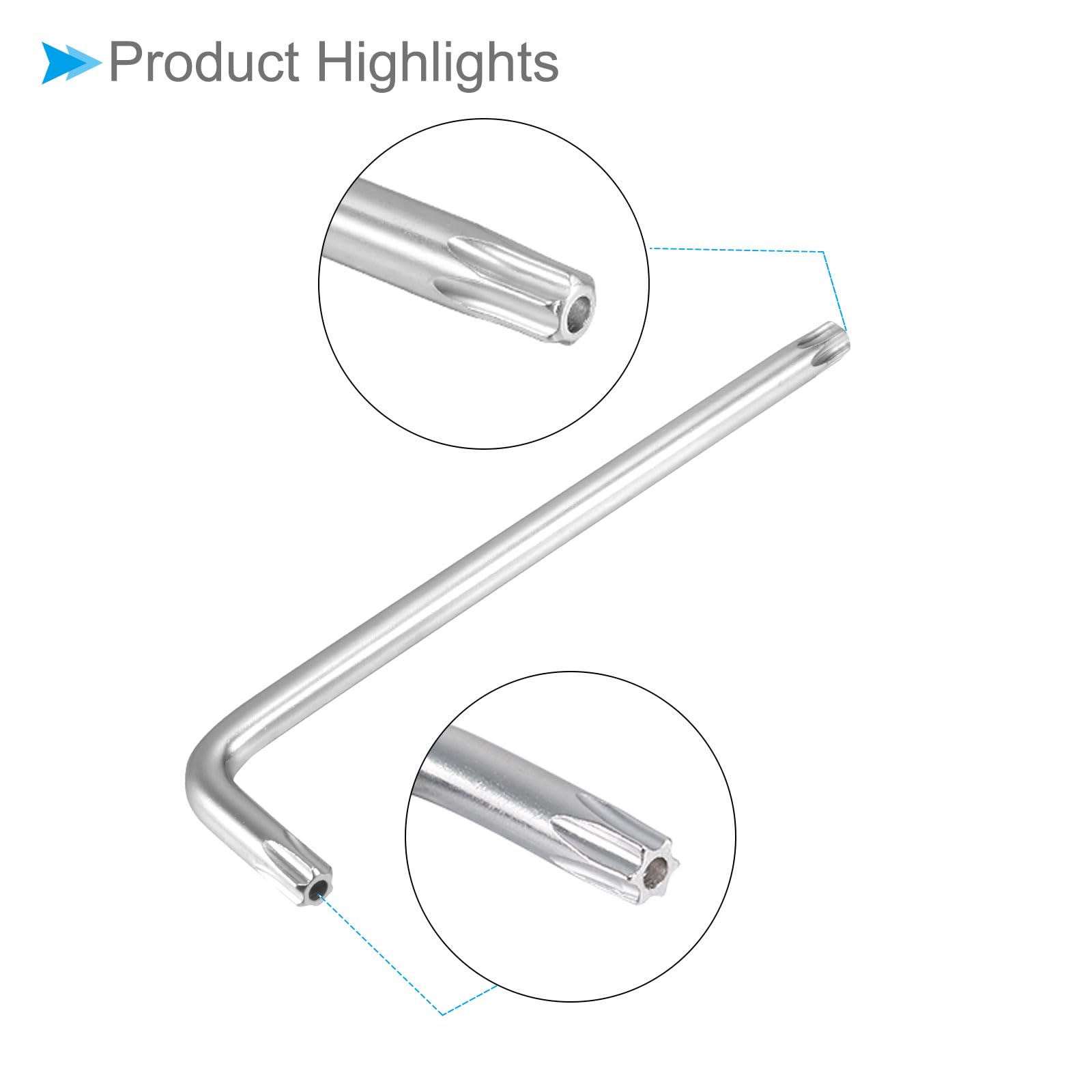 CoCud Tamper Proof Torx Key, T50 Torx, Nickel Plated L-Shape Star Wrench - Image 4