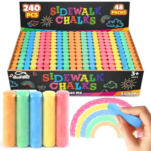 240PCS Washable Sidewalk Chalks Kids: 48 Packs in 5 Colors Sidewa...