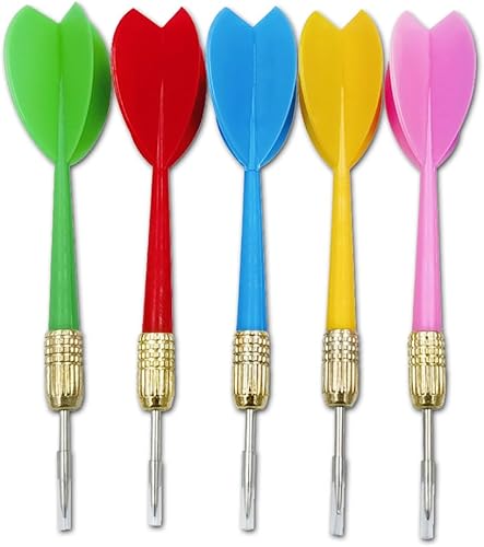 AKOAK Colorida aguja de dardo de plástico con punta de cobre, juegos para adultos, fiestas de cumpleaños y diversión en el patio trasero, tabla de 5