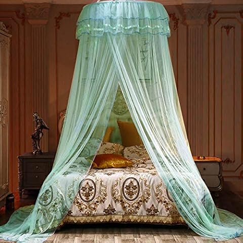 Jolitac Bed Canopy Lace Mosquito Net for Girls Beds, Unique Princess Play Tent Mesh Canopies Large Lace Dome Curtain Drapes Home & Travel (Green) Cover