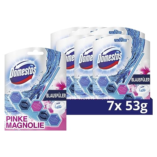 Domestos Power 5+ Aktiv Blauspüler Pinke Magnolie – WC-Stein Mit Anti-Kalk Schutz