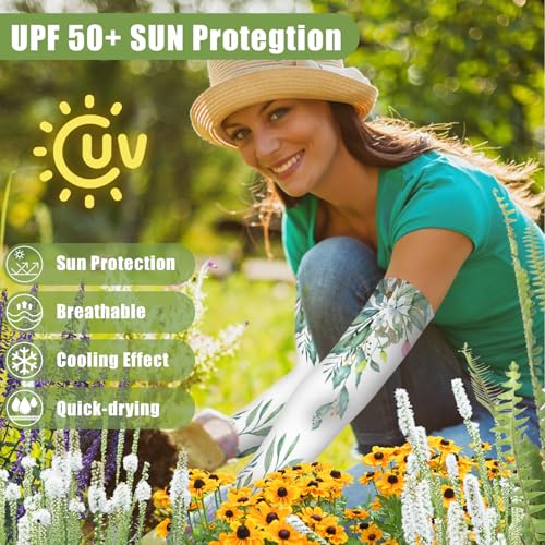 Image of Bebila Gardening Sleeves for Women Farm UV Sun Protection Anti-Scratch Cooling Sleeves with Thumb Hole Arms Cover Outdoors