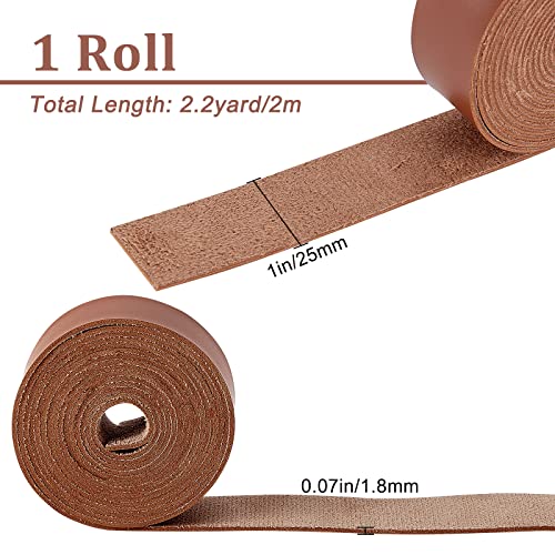 GORGECRAFT 79" Long 1" Wide Matte Brown Leather Lace Strips 2mm Thick Flat String Cord Strap Roll Belt Wrap Single Sided Supplies Faux Cord for Crafting Clothing Furniture Handles - Image 2