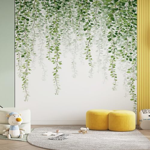 Fresque murale feuilles eucalyptus pour créer un salon romantique