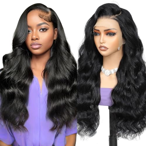 Real Hair Wig Body Wave Human Hair Wig 13×4 Lace Front Schwarz Perücke Damen Echthaar 180% Dichte Glueless Lace Frontal Perücke For Black Women 18 Zoll