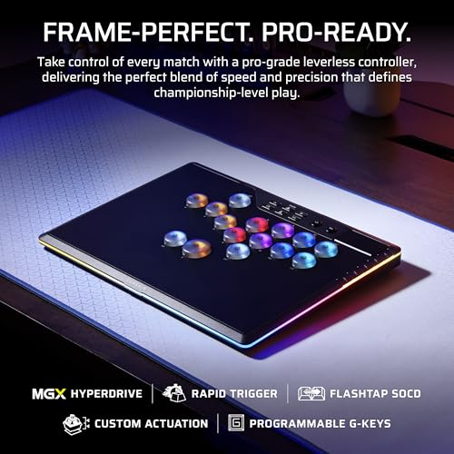 Image of Corsair NOVABLADE PRO Wireless Hall Effect Leverless Controller - 15-Main Key Layout, 1000Hz Polling, 2.4GHz Wireless, SOCD, MGX Hyperdrive Hall Effect Magnetic Switches - PS5, PS4, PC - Black