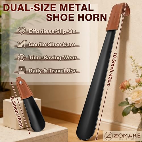 Image of ZOMAKE Long Shoe Horn for Seniors Men,Metal Shoehorn Long handle for Boots, Shoe Spoon Helper