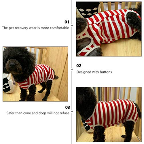 POPETPOP Gato Terno de Lã Stripe Padrão de Recuperação Desmame Terno Anti- Lamber Four- Legged Pet R