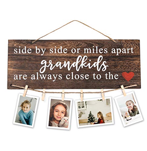 OWOYDOJ Grandparents Gifts from Grandchildren, Side by Side or Miles Apart Grandkids Photo Holder, Great Grandparents Day or Christmas Birthday Gifts for Grandma Grandpa