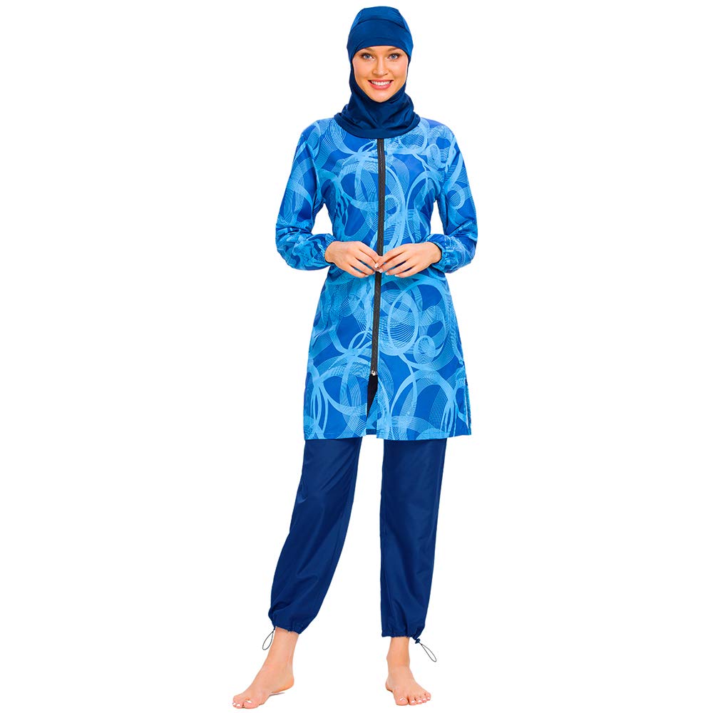 Costumi da bagno musulmani taglie forti per le donne con stampa hijab full cover cerniera islamica burkini modesto