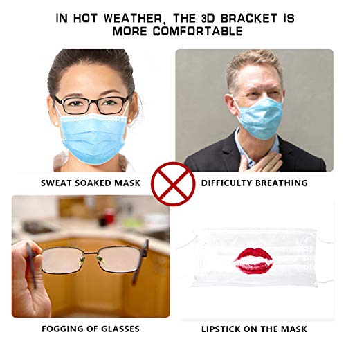 3D Face Bracket for Nose Pads,Lipstick protection Bracket Internal Protective Support Tailored For Nose And Mouth To Increase Breathing Space,Reusable Washable Translucent Pack of 5