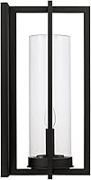 Vista 6 de Capital Lighting 948221BK Kent - Linterna de pared moderna con cilindro de vidrio transparente de línea vertical, 2 luces, 120 vatios totales, 20