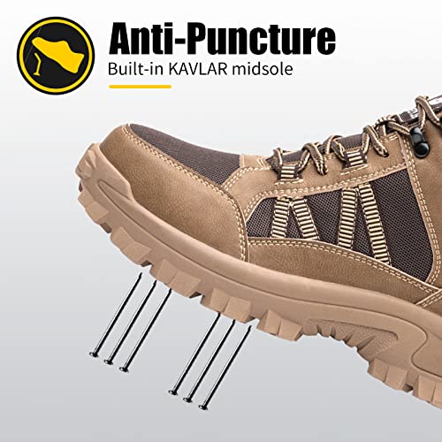 Image of Work Boots for Men,Lightweight Breathable High Top Steel Toe Boots,Unbreakable Steel Toe Shoes,Non Slip Safety Work Shoes.