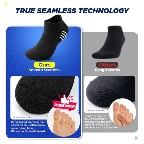 Image of TANSTC Athletic Running Ankle Socks,6Pairs Cushioned Low Cut Anti-Blister Tab Sports Sock Men Women