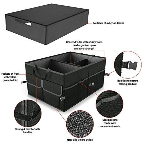 Car Boot Organizer Black Trunk Cargo Organizer Pieghevole Caddy torage Collasso Borsa Bin per Auto Truck SUV Utile torage Box Car Trunk Organizer