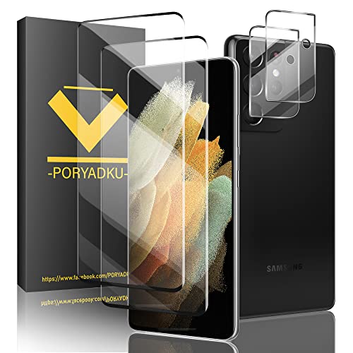 【2+2 Pezzi】Vetro Temperato per Samsung Galaxy S21 Ultra 5G| Pellicola Schermo[6.8 Pollici]+ Pellicola Fotocamera| Compatibile con Sblocco Impronta| Trasparenza 9H| Anti-Graffio e Anti-Urto