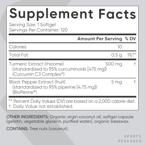 image for Sports Research Turmeric Curcumin C3 Complex - Softgels with Bioperine