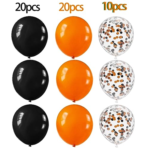 Image of 50Pcs 12inch Orange and Black Party Balloons with Orange Black Confetti Balloons for Wedding, Birthday, Baby Shower, Halloween,Family Parties Decoration