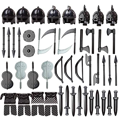 ZCXX 51St. Ritter Helm, Ritter Rüstung und Custom Waffen Set für Mini Ritter Figuren SWAT Polizei, kompatibel mit Lego