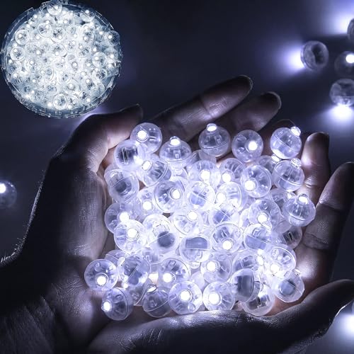 Phyooest Mini luzes de balão LED, 50 peças mini LED candeeiro globo, mini luzes redondas para balões, lanternas de papel, Natal, casamentos, aniversário, Halloween, festas