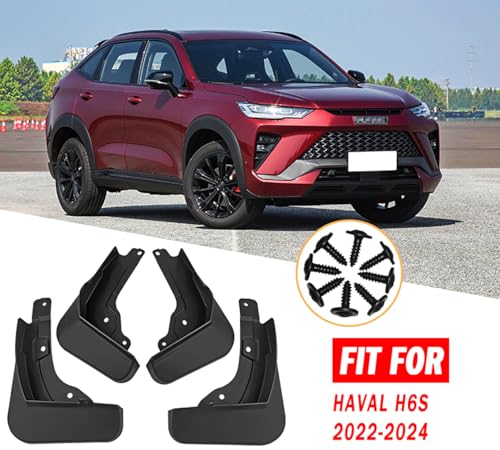 Image of Mud Flaps Mud Guards Fit for 2022 2023 2024 HAVAL H6S, Front & Rear Mud Splash Guards Accessories - 4 Pc, Black