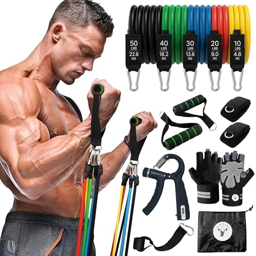 Skhulpt Resistance Bands Kit – 5 Latex Exercise Bands (10–50 lbs)...