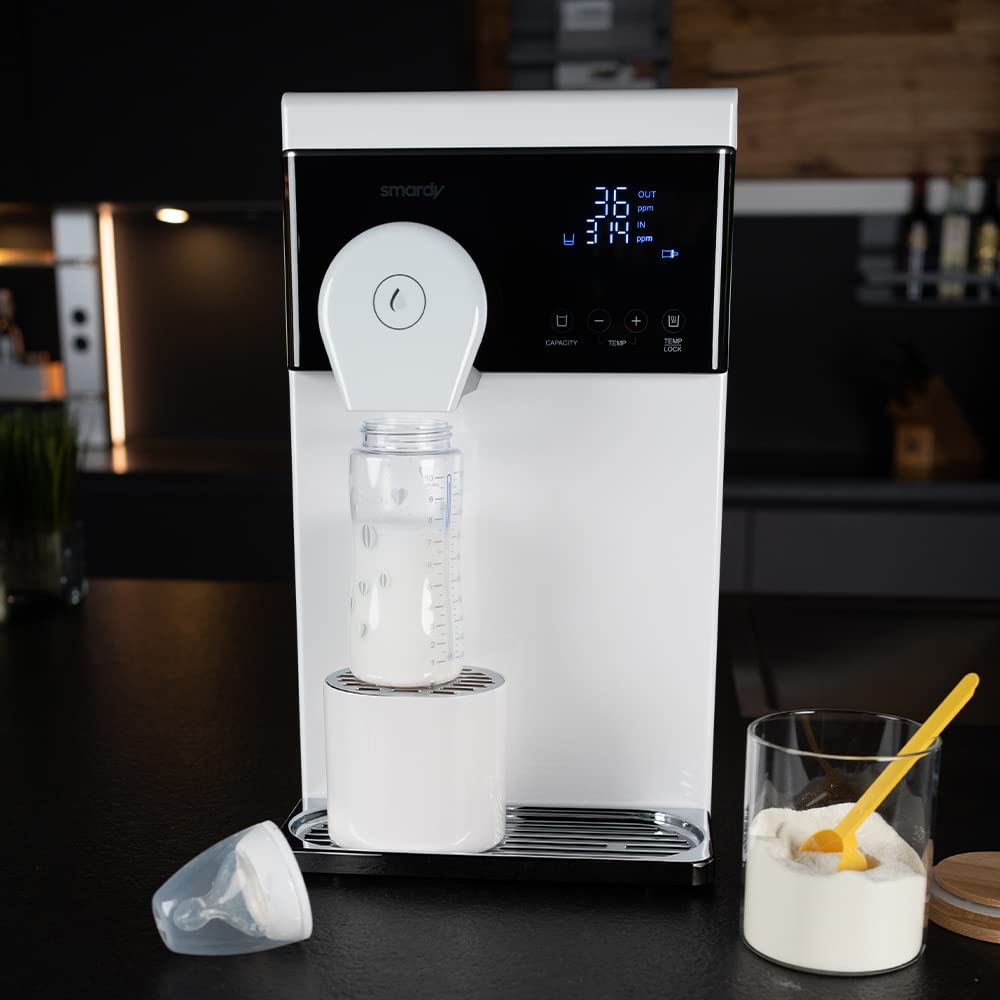 smardy blue noura Premium Auftisch Osmoseanlage mit UV-Sterilisation | Mobile Umkehrosmose ohne Wasseranschluss – 4 Temperaturstufen 15–90 °C, Smart-Touch-Display und QuickChange Filter