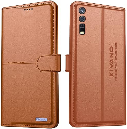 Image of Kivano Compatible With Vivo Y20 / Vivo Y20i / Vivo Y20A / Vivo Y12s / Vivo Y20G Flip Cover | Leather Finish | Inside Pockets & Inbuilt Stand | Shockproof Wallet Style Magnetic Closure Back Cover Case