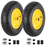 4.80/4.00-8 Tire and Wheel, 16” Pneumatic Wheelbarrow Tires with 5/8'&3/4' Bearings, 4.80/4.00 x 8 Tire for Wheelbarrows/Hand Truck/Garden Trailer/Trolley/Wagons/Garden Carts/Dolly(2 Pack)