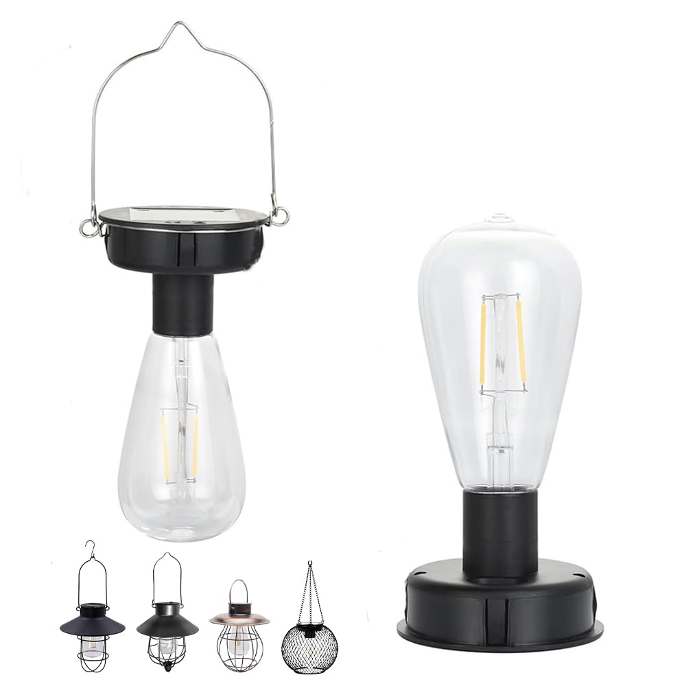 ZMCVOE 2 Pack Solar Light Bulbs, 8 cm Solar Bulb Lights, IP44 Hanging Solars Light Outdoor, Single Hanging Light Bulb Solar Lights Outdoor Garden for Garden Lights