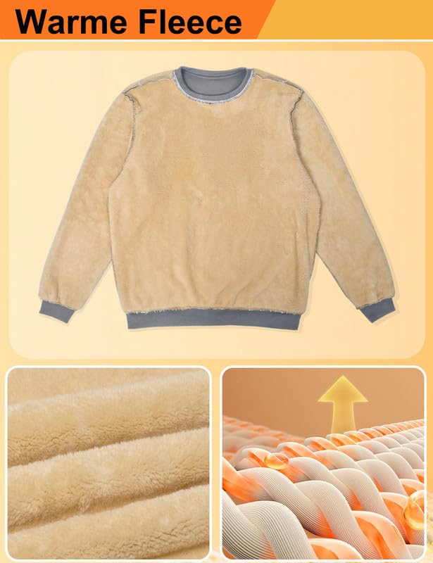 HFDWYJ Felpa Uomo Senza Cappuccio Inverno Girocollo Termico Foderato in Pile