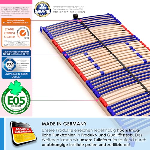 Foto von stabiler Lattenrost 100% BUCHE Lattenrahmen - nicht verstellbar, starr - SCHULTERFRÄSUNG, 7 Zonen, 42 Federleisten, Härte-Regulierung, Mittelgurt - FIX SLEEP BEST 42® unmontiert (140x200cm)