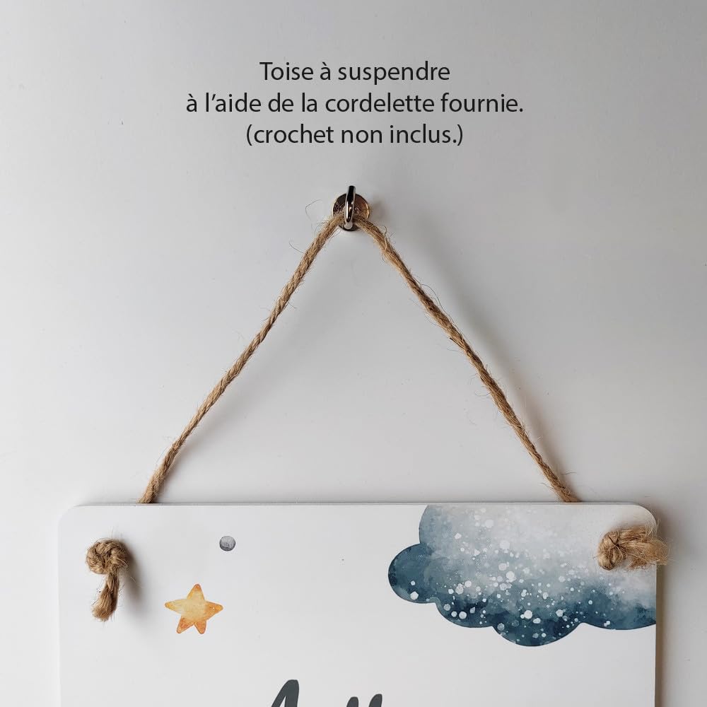 Adzif.biz Le sticker de decoration - Toise murale enfant personnalisable Avion - Toise prénom à suspendre - Tableau croissance enfant