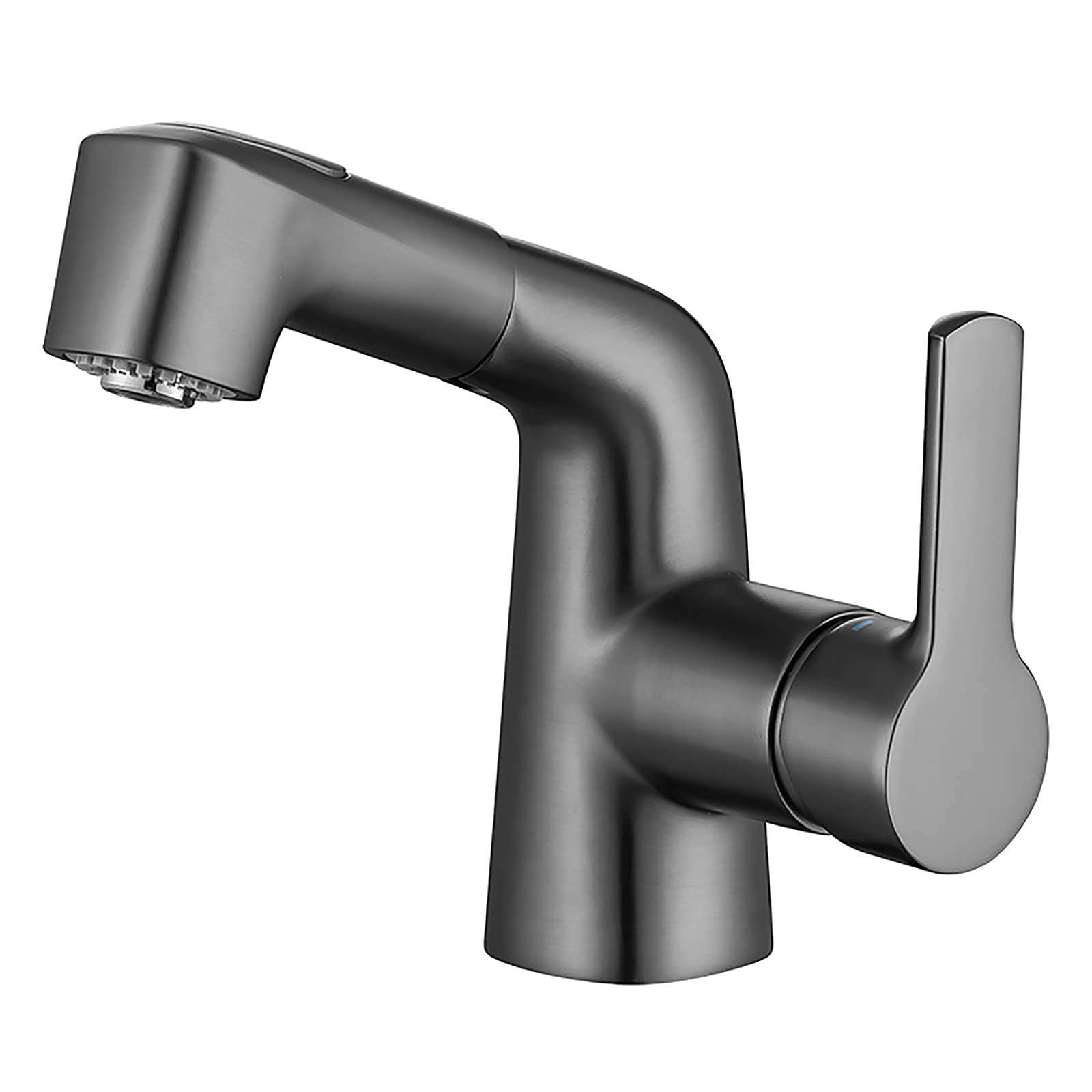 Grifo mezclador de lavabo extraíble en latón gris con monomando para baño