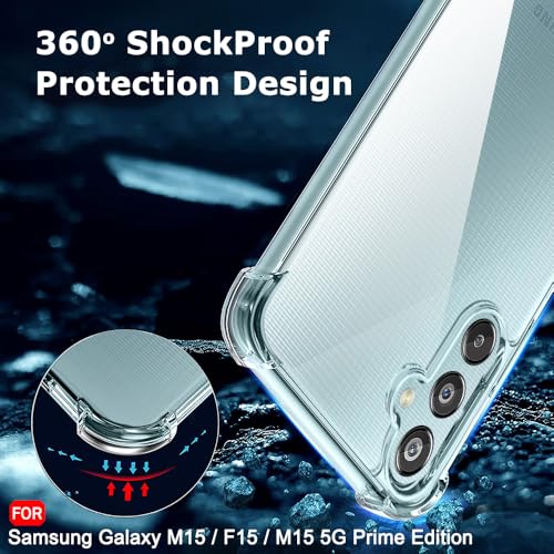 Image of TheGiftKart Transparent Crystal Clear Back Cover Case for Samsung Galaxy M15 / F15 / M15 5G Prime Edition | Shockproof Soft TPU Case | Cushioned Edges for Ultimate Protection Cover (TPU, Transparent)